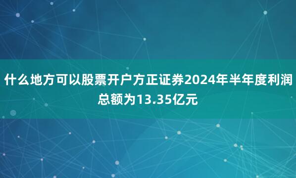 什么地方可以股票开户方正证券2024年半年度利润总额为13.35亿元