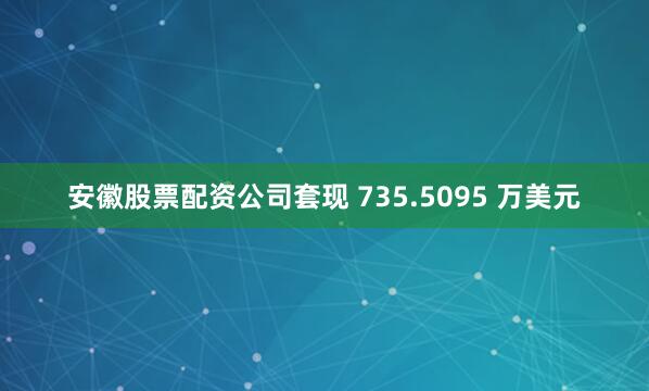 安徽股票配资公司套现 735.5095 万美元